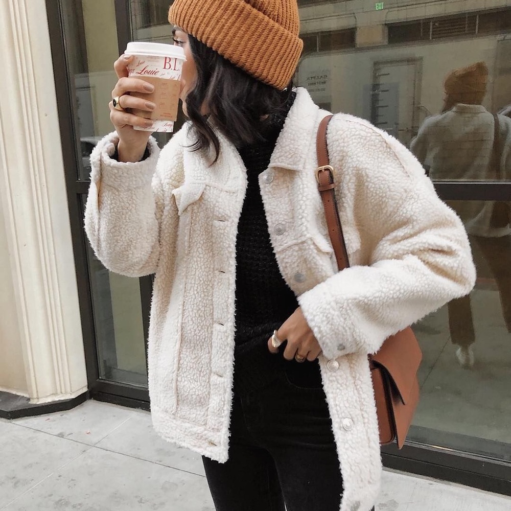 American Eagle Faux Shearling Jacket - SM